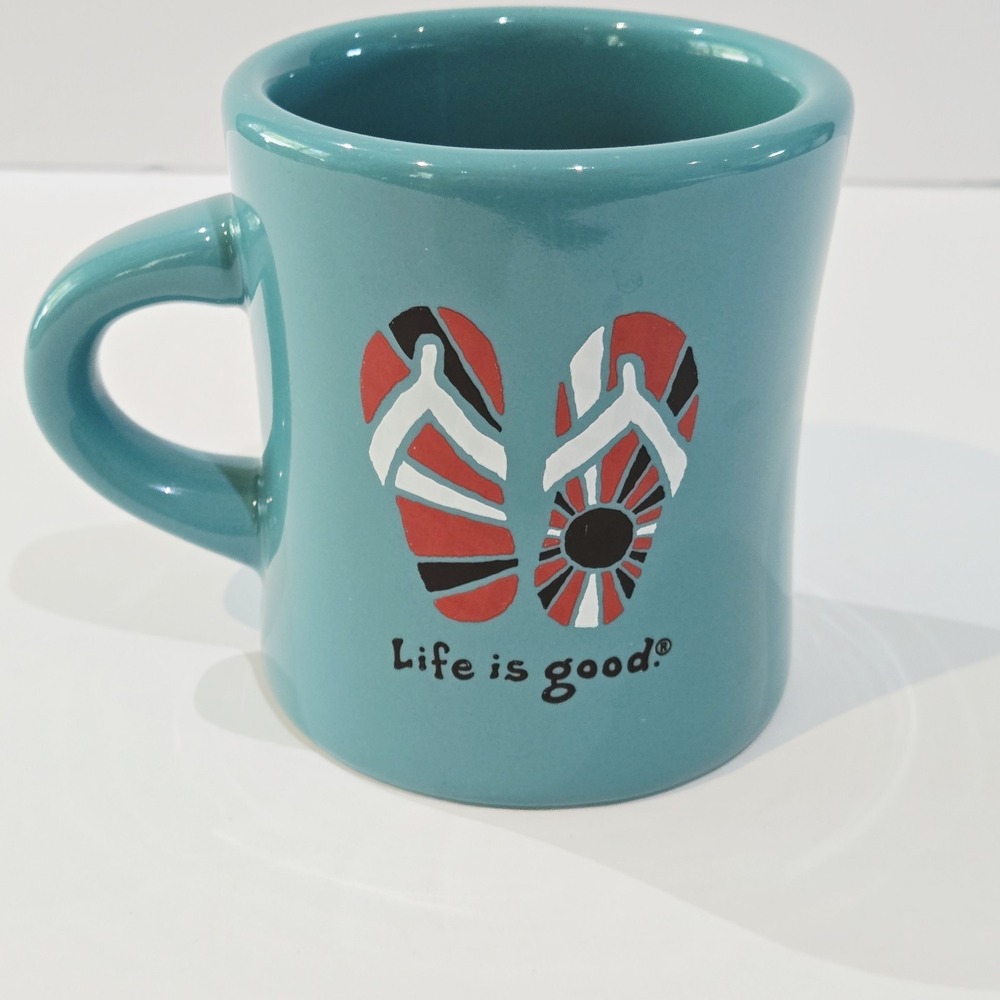 Life is Good Home Flip Flops Teal Coffee Mug Do What You Like Like What You Do